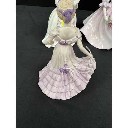 238 - 3 ROYAL DOULTON LADY FIGUERS , AUTUMN BREEZE, BARBARA ANNE, SUMMER ROSE  AND COALPORT LADY FIRST WAL... 