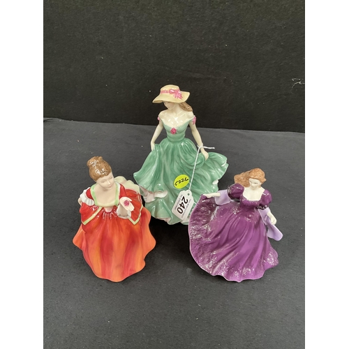 240 - 2 ROYAL DOULTON FIGURES BEST WISHES, FLOWER OF LOVE AND  ROYAL WORCESTER FLORAL LADIES