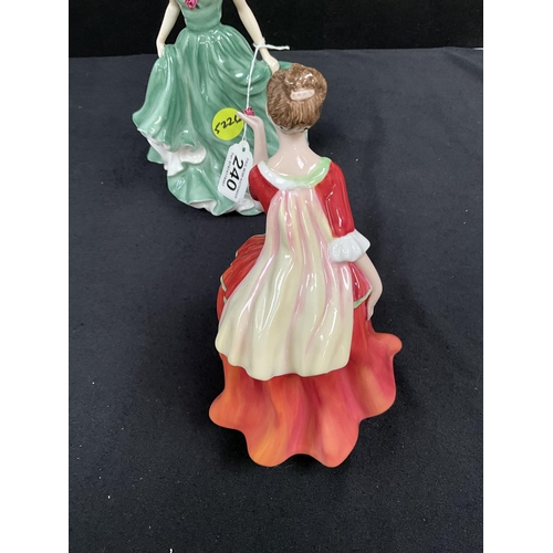 240 - 2 ROYAL DOULTON FIGURES BEST WISHES, FLOWER OF LOVE AND  ROYAL WORCESTER FLORAL LADIES