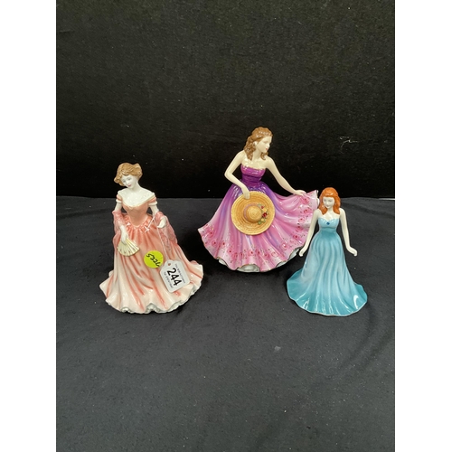 244 - 3 ROYAL DOULTON FIGURES - CAROLINE, RUTH, DECEMBER TURQUOISE