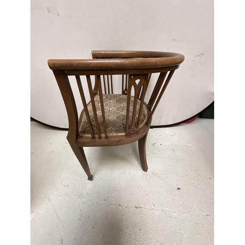 251 - EDWARDIAN MAHOGANY TUB CHAIR WITH UPHOLSTERED SEAT