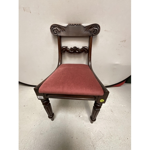 253 - VICTORIAN MAHOGANY DINING CHAIR WITH UPHOLSTERED POP OUT SEAT