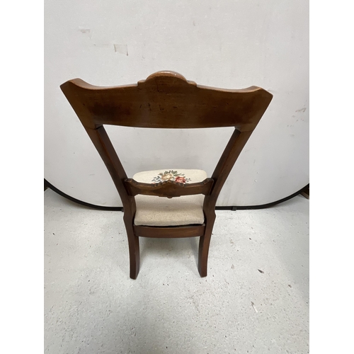 254 - VICTORIAN MAHOGANY LOW CHAIR WITH UPHOLSTERED SEAT