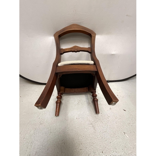 254 - VICTORIAN MAHOGANY LOW CHAIR WITH UPHOLSTERED SEAT