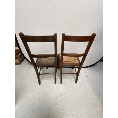 256 - 2 OAK VINTAGE BEDROOM CHAIRS WITH BERGERE STYLE SEATS