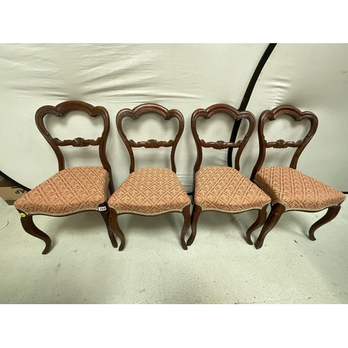 259 - 4 VICTORIAN ROSEWOOD DINING CHAIRS WITH UPHOLSTERED SEATS