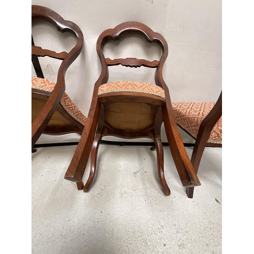 259 - 4 VICTORIAN ROSEWOOD DINING CHAIRS WITH UPHOLSTERED SEATS