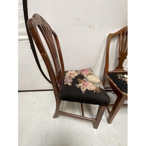 261 - PAIR OF GEORGIAN OAK DINING CHAIRS - 1 CHAIR IS A/F