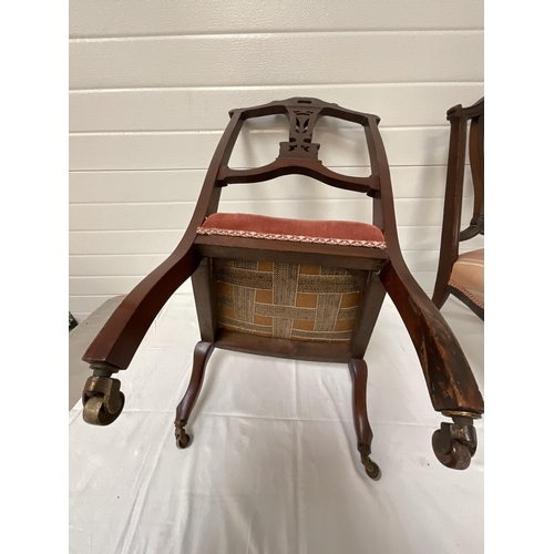 264 - 2 EDWARDIAN MAHOGANY NURSING CHAIRS