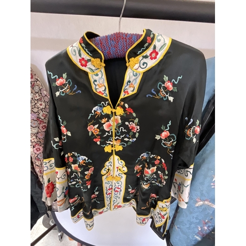 265B - *******lot withdrawn by vendor******VINTAGE PEARLWORK JACKET, SELECTION OF SILK AND EMBROIDERED ORIE... 