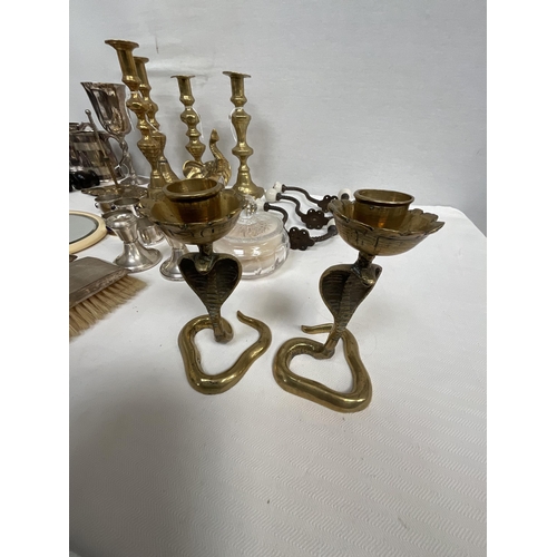 282 - *******lot withdrawn by vendor******BOX OF SILVER PLATED AND BRASS ITEMS TO INCLUDE JACKY DIAMOND CA... 