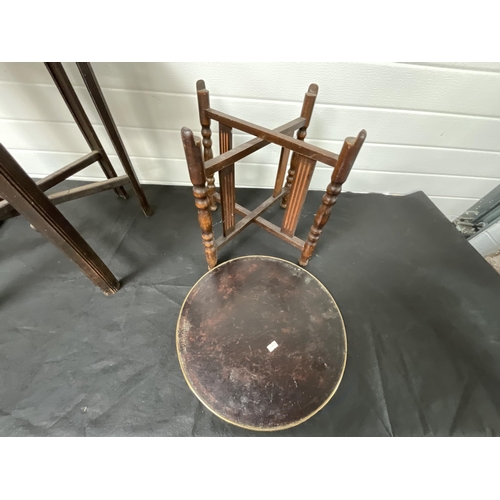 285 - *******lot withdrawn by vendor******2 BRASS TOPPED FOLDING TABLES AND A BRASS PLAQUE H23