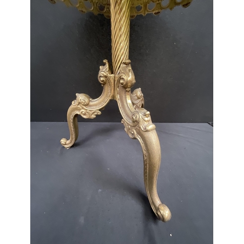 315 - ORNATE BRASS LAMP TABLE WITH MARBLE TOP H18