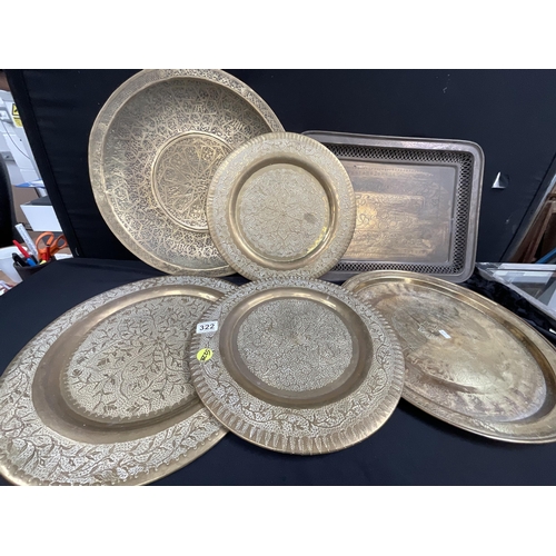 322 - *******lot withdrawn by vendor******QTY OF INDIAN BRASS TRAYS, PLAQUES AND PLATES - DIA 19