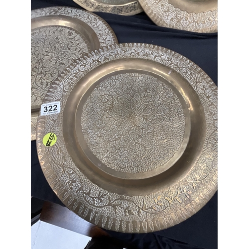 322 - *******lot withdrawn by vendor******QTY OF INDIAN BRASS TRAYS, PLAQUES AND PLATES - DIA 19