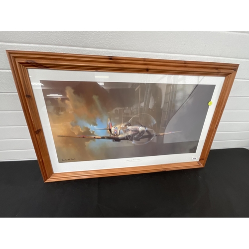 324 - REPRODUCTION FRAMED PRINT OF SPITFIRE BY BARRY CLARKE A/F 28