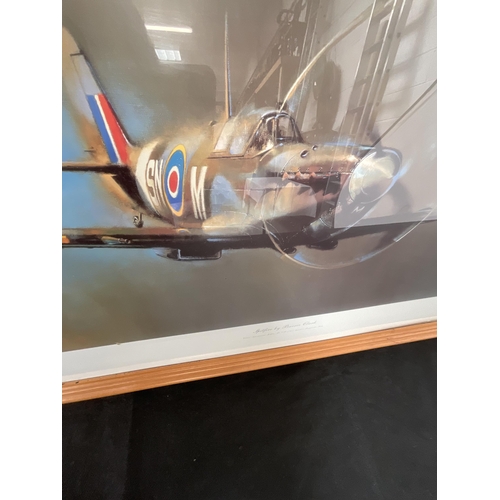 324 - REPRODUCTION FRAMED PRINT OF SPITFIRE BY BARRY CLARKE A/F 28