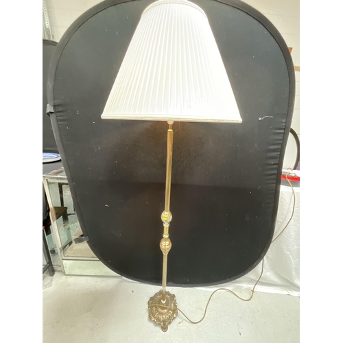 327 - MODERN BRASS STANDARD LAMP WITH SHADE H68