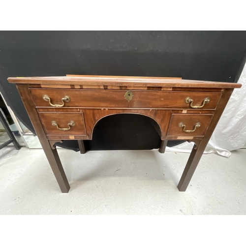 329 - GEORGIAN MAHOGANY VENEERED LOWBOY/DESK A/F H30