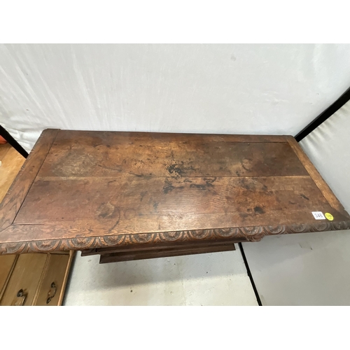 348 - *******lot withdrawn by vendor******VICTORAIN OAK DUMB WAITER WITH 2 CARVED DRAWERS OVER OPEN SHELVE... 