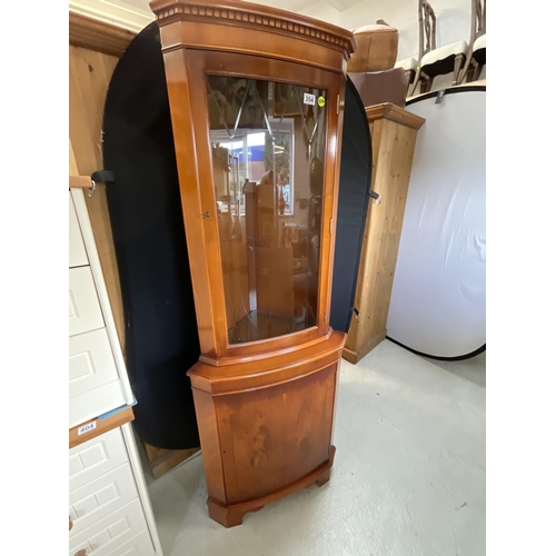 354 - MODERN MAHOGANY CORNER CABINET WITH GLASS DOOR TO TOP H70