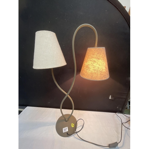 357 - *******lot withdrawn by vendor******METAL 2 BRANCH TABLE LAMP (186) H30