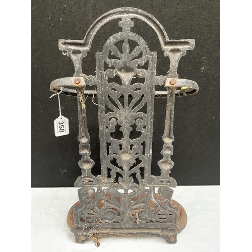 358 - CAST IRON UMBRELLA STAND H14