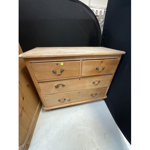 359 - VICTORIAN STRIPPED PINE 2 OVER 2 BEDROOM CHEST H33