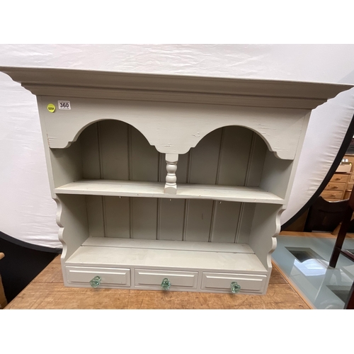 360 - *******lot withdrawn by vendor******GREY PIANTED WALL RACK WITH 3 DRAWERS TO BASE H32