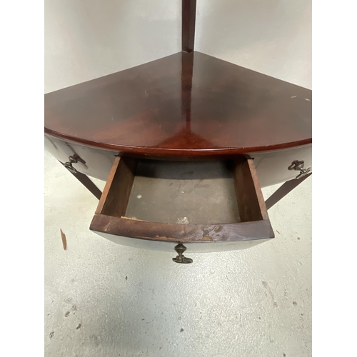 367 - GEORGIAN MAHOGANY CORNER WASHSTAND WITH SINGLE DRAWER H46