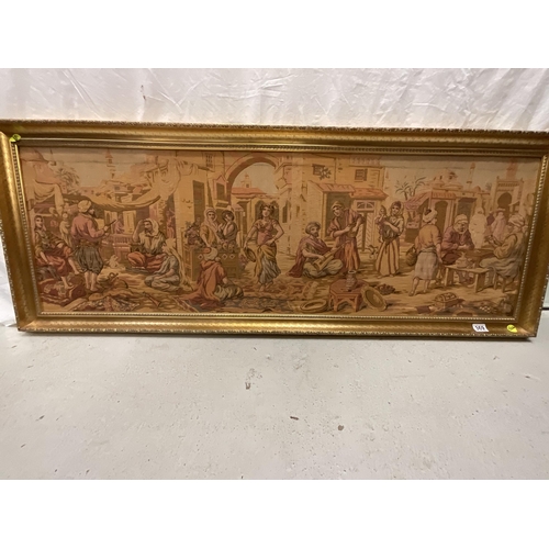 369 - LARGE GILT FRAMED TAPESTRY PICTURE - STREET SCENE 22