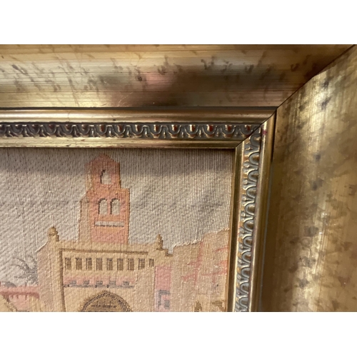 369 - LARGE GILT FRAMED TAPESTRY PICTURE - STREET SCENE 22