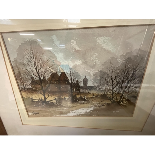 370 - 4 GILT FRAMED WATERCOLOURS - COUNTRY/RIVER SCENES - LARGEST 24