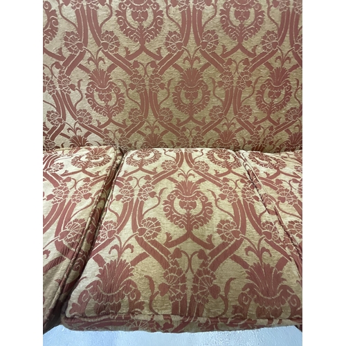 372 - TERRCOTTA FLORAL DESIGN 3 SEATER SOFA H37