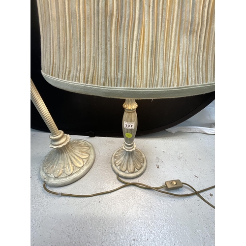 378 - MODERN STANDARD LAMP AND MATCHING TABLE LAMP COMPLETE WITH SHADES H58