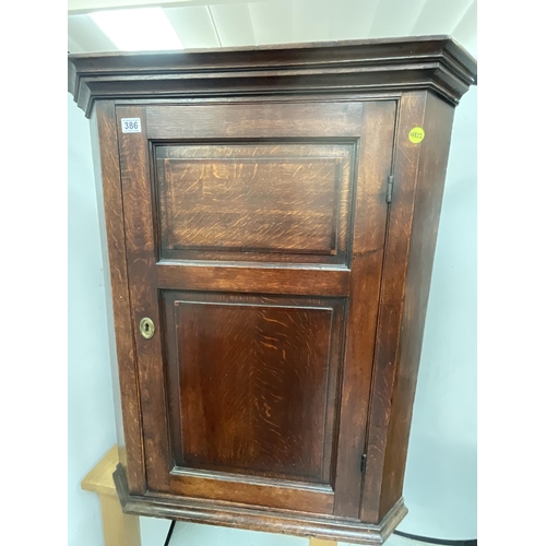 386 - GEORGIAN OAK CORNER CUPBOARD H40