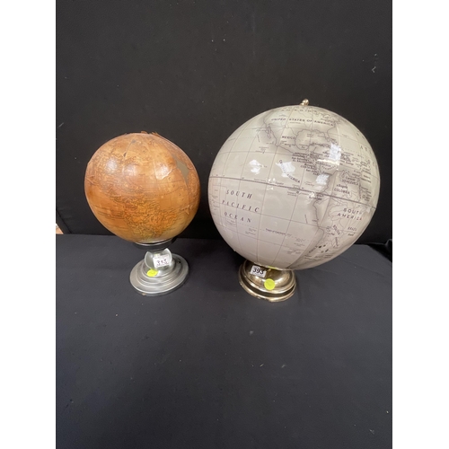 393 - 2 DESK WORLD GLOBES A/F H17.5