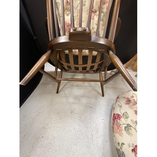 395 - VINTAGE BADGED ERCOL ARMCHAIR WITH CUSHIONS H41