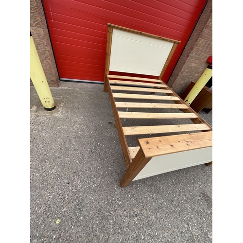 399 - MODERN PAINTED PINE DBLE BED FRAME H48.5