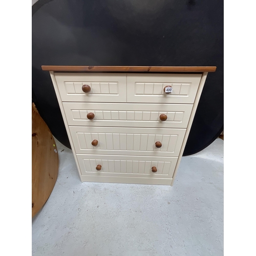 400 - MODERN PAINTED PINE 4 DRAWER BEDROOM CHEST H37.5