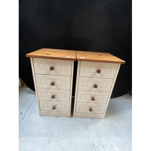 401 - PAIR OF MODERN PAINTED PINE 4 DRAWER BEDSIDE CHESTS H31