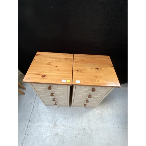 401 - PAIR OF MODERN PAINTED PINE 4 DRAWER BEDSIDE CHESTS H31