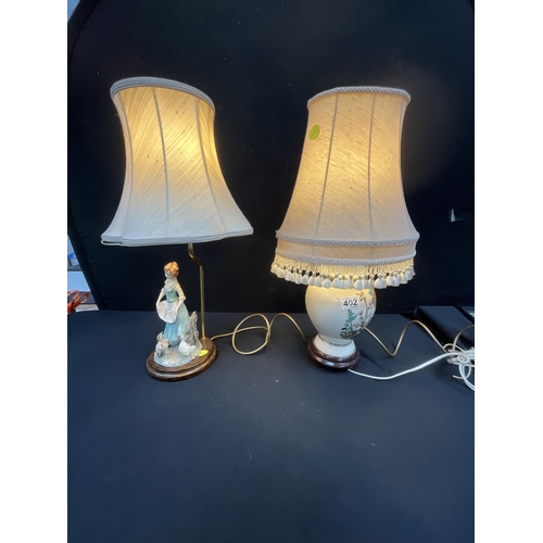 402 - 2 TABLE LAMPS COMPLETE WITH SHADES H22