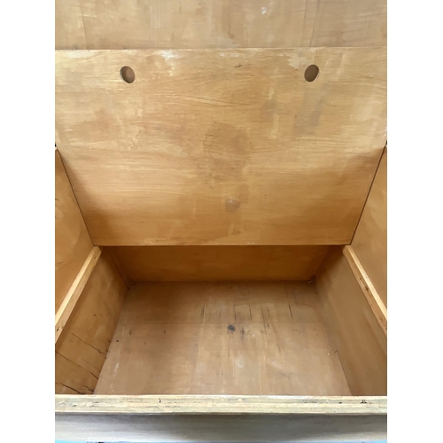 406 - LARGE PORTABLE WOODEN STORAGE BOX ON WHEELS H43