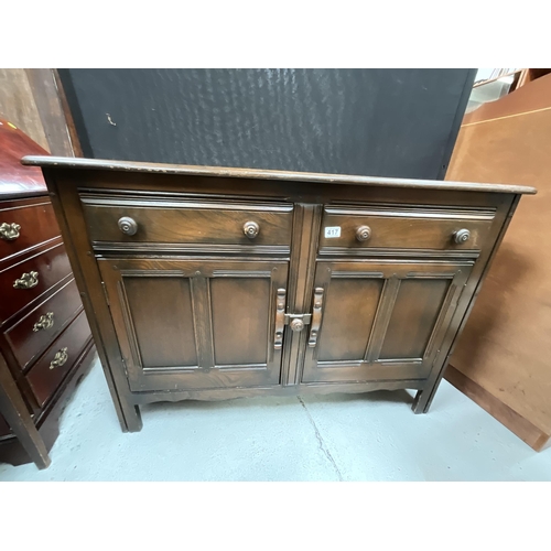 417 - DARK OAK PRIORY SIDEBOARD WITH 2 DRAWERS OVER 2 DOORS H33