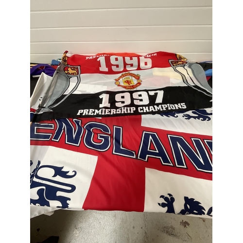 429 - COLLECTION OF FOOTBALL FLAGS AND A TT ISLE OF MAN FLEECE JACKET - LARGE FLAG 57