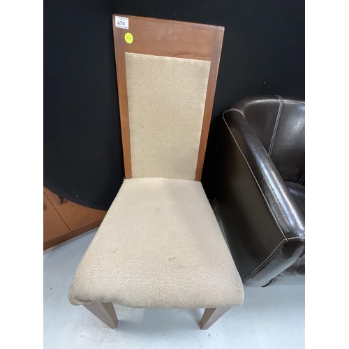 450 - MODERN LEATHER TUB CHAIR AND DINING CHAIR