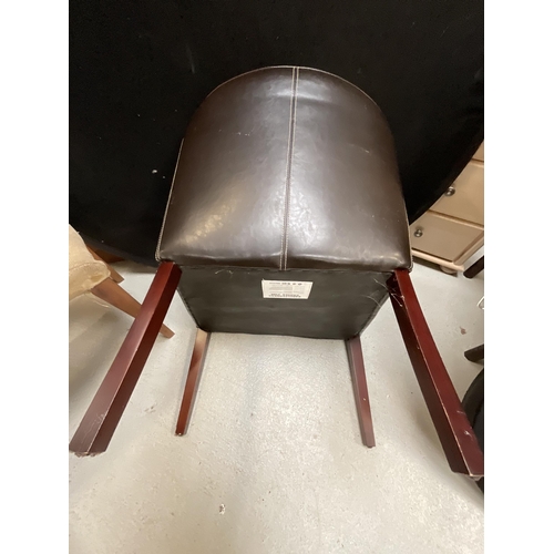 450 - MODERN LEATHER TUB CHAIR AND DINING CHAIR