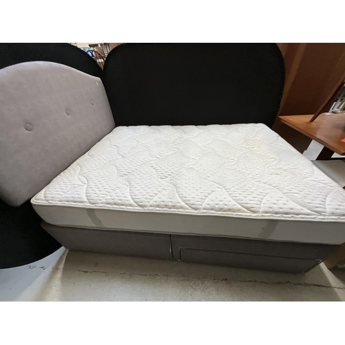 460 - DOUBLE DRAWER DIVAN BED COMPLETE HEADBOARD AND SEALEY MATTRESS