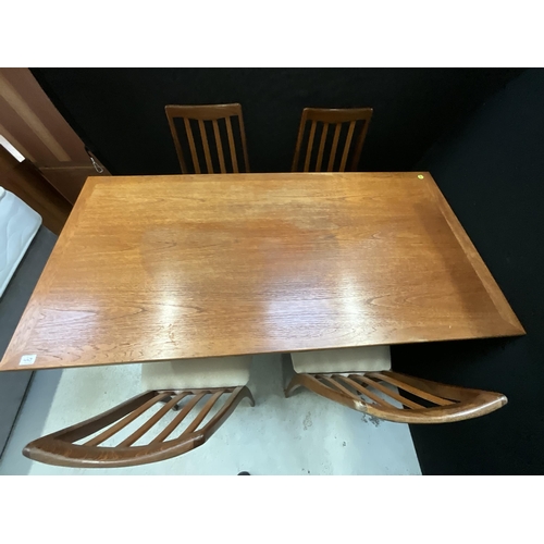 463 - BADGED G PLAN DINING TABLE AND 4 MATCHING CHAIRS H28